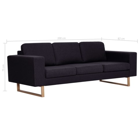 VidaXL 3-osobowa sofa tapicerowana tkaniną, czarna