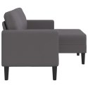 VidaXL Sofa 2-osobowa z szezlongiem w kształcie litery L Szara 125 cm