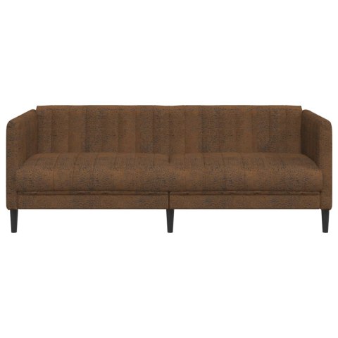 VidaXL Sofa 3-os., brązowa, sztuczna skóra zamszowa
