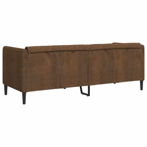 VidaXL Sofa 3-os., brązowa, sztuczna skóra zamszowa