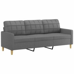 VidaXL Sofa 3-osobowa, ciemnoszara, 180 cm, tapicerowana tkaniną
