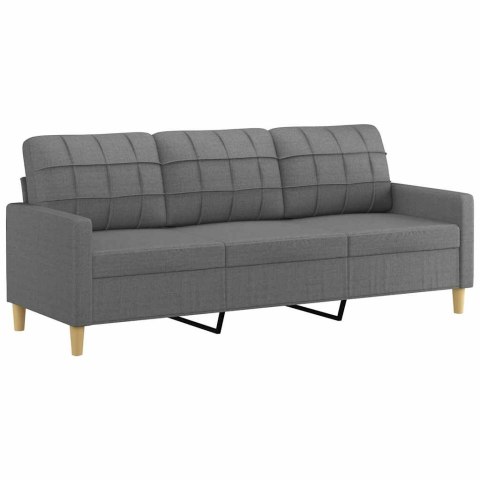 VidaXL Sofa 3-osobowa, ciemnoszara, 180 cm, tapicerowana tkaniną