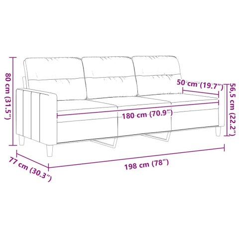 VidaXL Sofa 3-osobowa, ciemnoszara, 180 cm, tapicerowana tkaniną