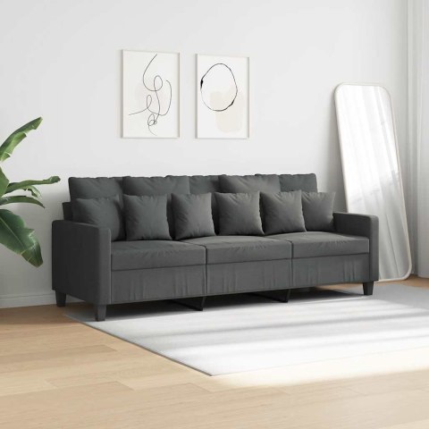 VidaXL Sofa 3-osobowa, ciemnoszara, 180 cm, tapicerowana tkaniną