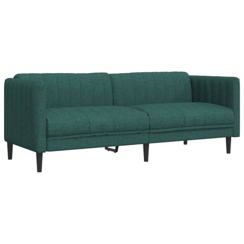 VidaXL Sofa 3-osobowa, ciemnozielona, tapicerowana tkaniną
