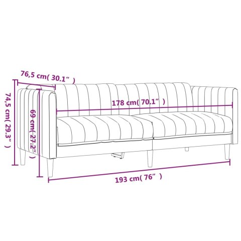 VidaXL Sofa 3-osobowa, ciemnozielona, tapicerowana tkaniną