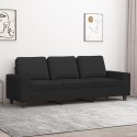 VidaXL Sofa 3-osobowa, czarna, 180 cm, tapicerowana tkaniną