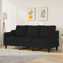 VidaXL Sofa 3-osobowa, czarna, 180 cm, tapicerowana tkaniną