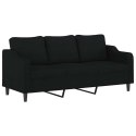 VidaXL Sofa 3-osobowa, czarna, 180 cm, tapicerowana tkaniną