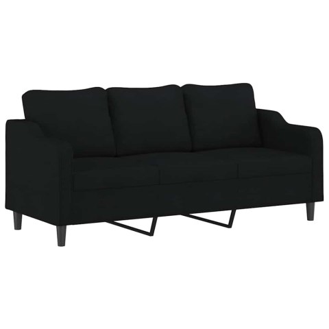 VidaXL Sofa 3-osobowa, czarna, 180 cm, tapicerowana tkaniną
