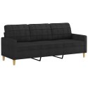 VidaXL Sofa 3-osobowa, czarna, 180 cm, tapicerowana tkaniną