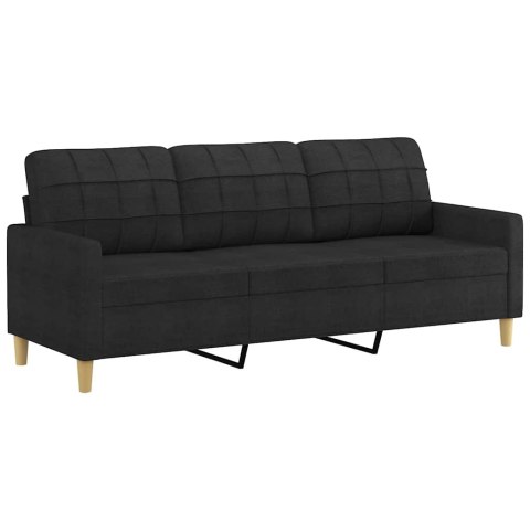VidaXL Sofa 3-osobowa, czarna, 180 cm, tapicerowana tkaniną