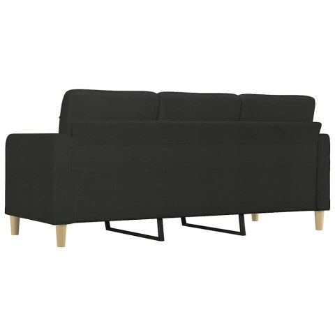 VidaXL Sofa 3-osobowa, czarna, 180 cm, tapicerowana tkaniną