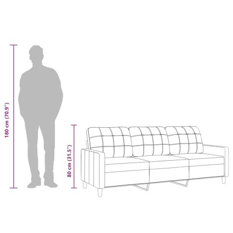 VidaXL Sofa 3-osobowa, czarna, 180 cm, tapicerowana tkaniną