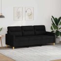 VidaXL Sofa 3-osobowa, czarna, 180 cm, tapicerowana tkaniną