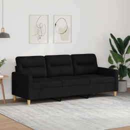 VidaXL Sofa 3-osobowa, czarna, 180 cm, tapicerowana tkaniną