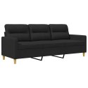 VidaXL Sofa 3-osobowa, czarna, 180 cm, tapicerowana tkaniną