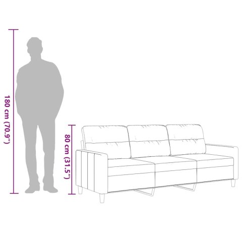VidaXL Sofa 3-osobowa, czarna, 180 cm, tapicerowana tkaniną