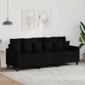 VidaXL Sofa 3-osobowa, czarna, 180 cm, tapicerowana tkaniną