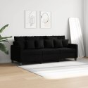 VidaXL Sofa 3-osobowa, czarna, 180 cm, tapicerowana tkaniną