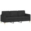 VidaXL Sofa 3-osobowa, czarna, 180 cm, tapicerowana tkaniną