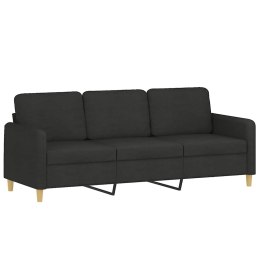 VidaXL Sofa 3-osobowa, czarna, 180 cm, tapicerowana tkaniną