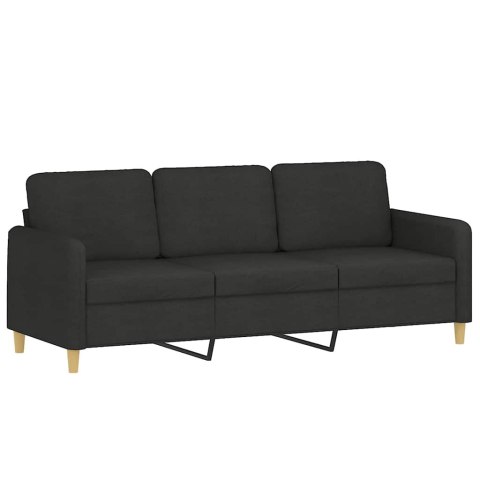 VidaXL Sofa 3-osobowa, czarna, 180 cm, tapicerowana tkaniną