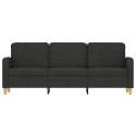 VidaXL Sofa 3-osobowa, czarna, 180 cm, tapicerowana tkaniną