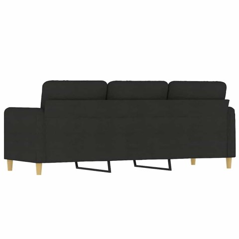 VidaXL Sofa 3-osobowa, czarna, 180 cm, tapicerowana tkaniną