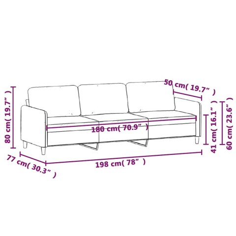 VidaXL Sofa 3-osobowa, czarna, 180 cm, tapicerowana tkaniną
