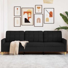 VidaXL Sofa 3-osobowa, czarna, 210 cm, tapicerowana tkaniną