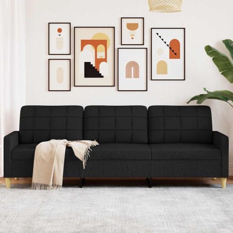 VidaXL Sofa 3-osobowa, czarna, 210 cm, tapicerowana tkaniną