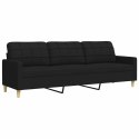 VidaXL Sofa 3-osobowa, czarna, 210 cm, tapicerowana tkaniną