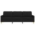 VidaXL Sofa 3-osobowa, czarna, 210 cm, tapicerowana tkaniną