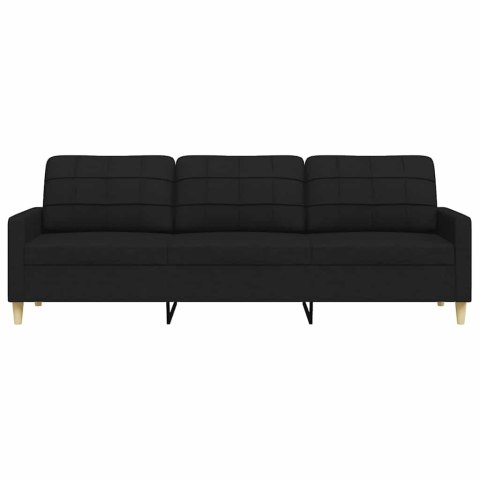 VidaXL Sofa 3-osobowa, czarna, 210 cm, tapicerowana tkaniną