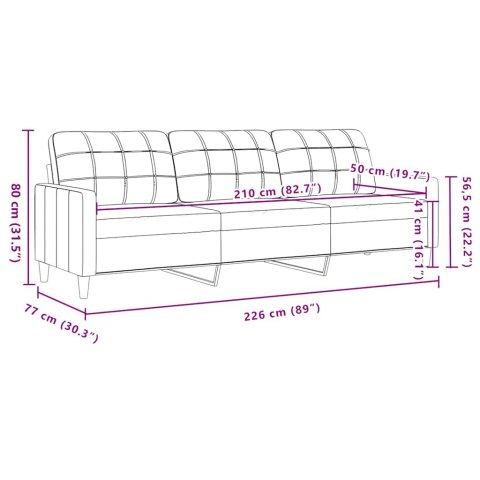 VidaXL Sofa 3-osobowa, czarna, 210 cm, tapicerowana tkaniną