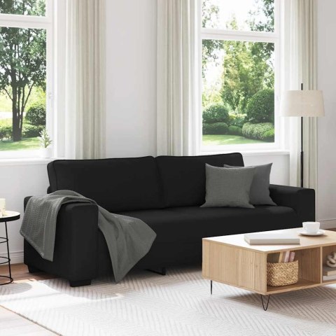 VidaXL Sofa 3-osobowa, czarna, 220x77x82 cm, tapicerowana tkaniną
