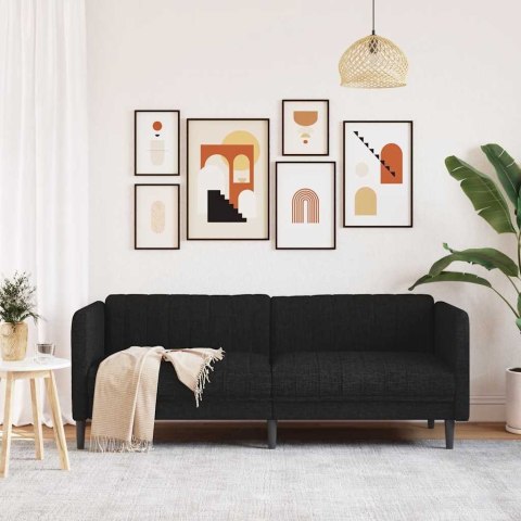 VidaXL Sofa 3-osobowa, czarna, tapicerowana tkaniną