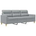 VidaXL Sofa 3-osobowa, jasnoszara, 180 cm, tapicerowana tkaniną