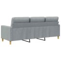 VidaXL Sofa 3-osobowa, jasnoszara, 180 cm, tapicerowana tkaniną