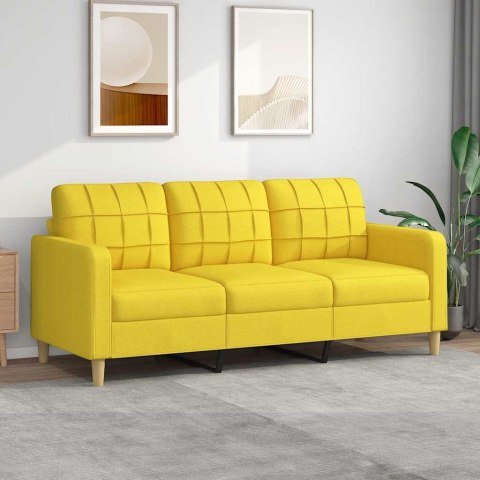 VidaXL Sofa 3-osobowa, jasnożółta, 180 cm, tapicerowana tkaniną