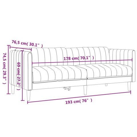 VidaXL Sofa 3-osobowa, niebieska, tapicerowana tkaniną