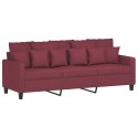 VidaXL Sofa 3-osobowa, winna czerwień, 180 cm,tapicerowana tkaniną