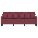 VidaXL Sofa 3-osobowa, winna czerwień, 180 cm,tapicerowana tkaniną