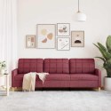 VidaXL Sofa 3-osobowa, winna czerwień, 210 cm,tapicerowana tkaniną