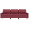 VidaXL Sofa 3-osobowa, winna czerwień, 210 cm,tapicerowana tkaniną