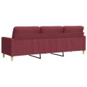 VidaXL Sofa 3-osobowa, winna czerwień, 210 cm,tapicerowana tkaniną