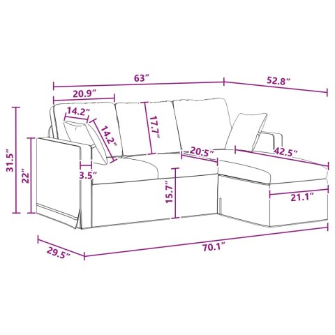 VidaXL Sofa Ciemnoszary 178 x 134 x 80 cm Aksamit