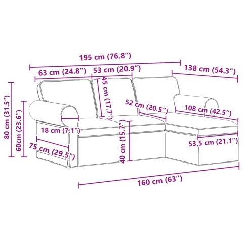 VidaXL Sofa Ciemnoszary 195 x 138 x 80 cm tkanina
