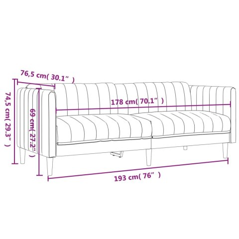 VidaXL Sofa trzyosobowa, jasnoszara, tkanina